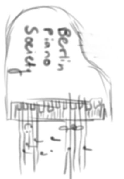 Logo sketch — vertical type on the lid